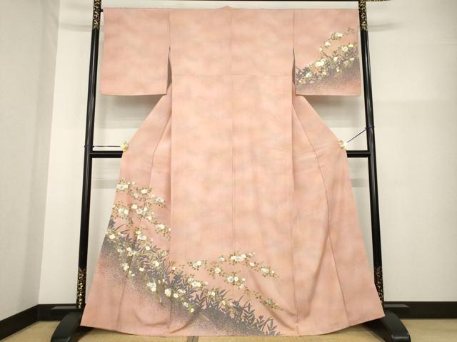 平和屋着物●訪問着 草花文 暈し染め 金彩 正絹 逸品 AABG5834ck