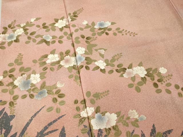 平和屋着物●訪問着 草花文 暈し染め 金彩 正絹 逸品 AABG5834ck