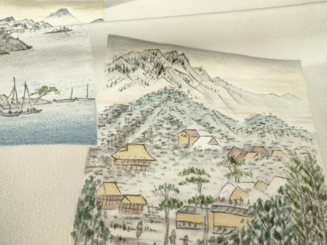 平和屋着物●創業460年・千總 訪問着 色紙重ね風景文 浜ちりめん 反端付き 正絹 逸品 AABG5840ck