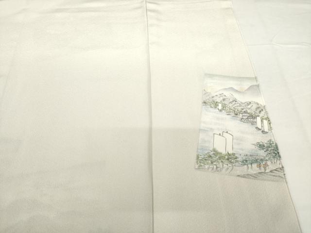 平和屋着物●創業460年・千總 訪問着 色紙重ね風景文 浜ちりめん 反端付き 正絹 逸品 AABG5840ck