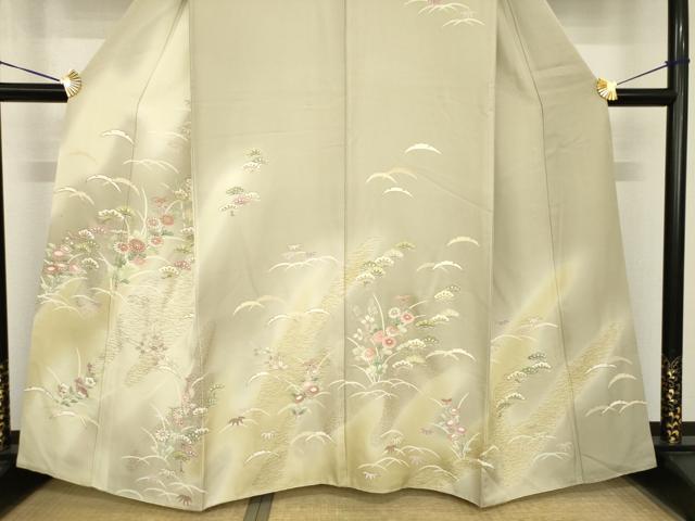 平和屋着物●訪問着 草花文 暈し染め 金彩 正絹 逸品 AABG5846ck