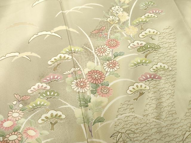 平和屋着物●訪問着 草花文 暈し染め 金彩 正絹 逸品 AABG5846ck