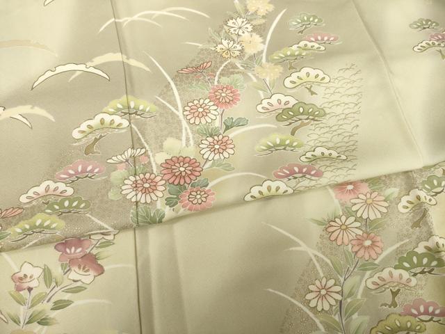 平和屋着物●訪問着 草花文 暈し染め 金彩 正絹 逸品 AABG5846ck