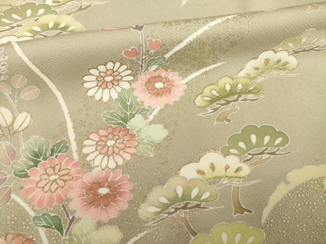 平和屋着物●訪問着 草花文 暈し染め 金彩 正絹 逸品 AABG5846ck