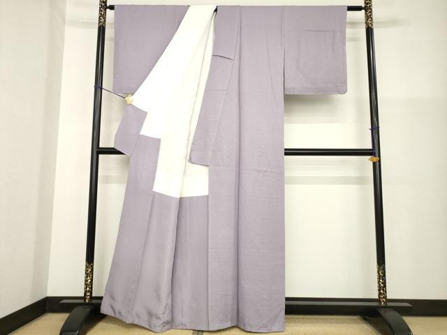 平和屋着物●上質な色無地 梅鼠色 反端付き 正絹 逸品 AABG5849ck
