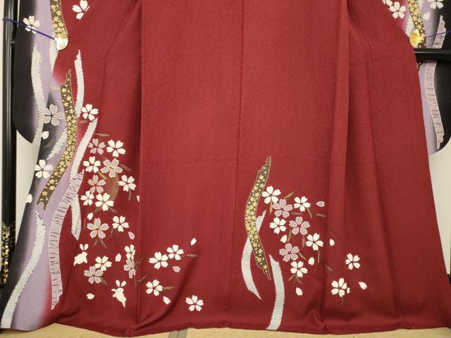 平和屋着物●豪華振袖 駒刺繍 枝花に兎 金彩 正絹 逸品 AABG5857ck