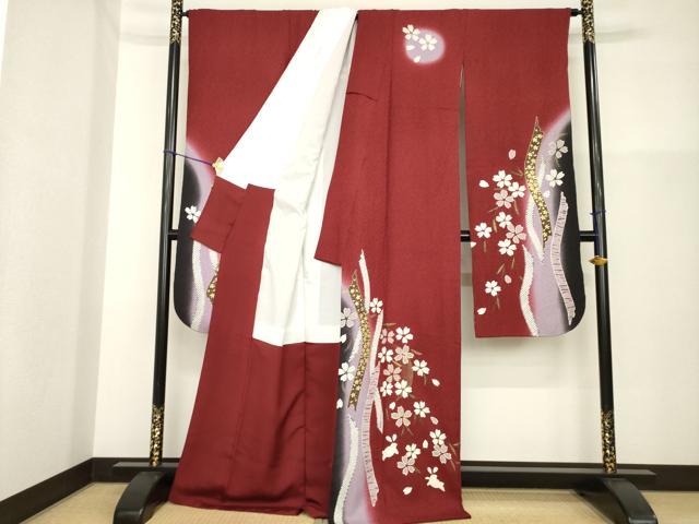 平和屋着物●豪華振袖 駒刺繍 枝花に兎 金彩 正絹 逸品 AABG5857ck