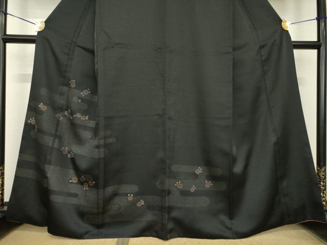 平和屋着物●洗える最高級着物 <英>はなぶさ謹製 訪問着 エ霞花文 黒地 金彩 AABG5859ck