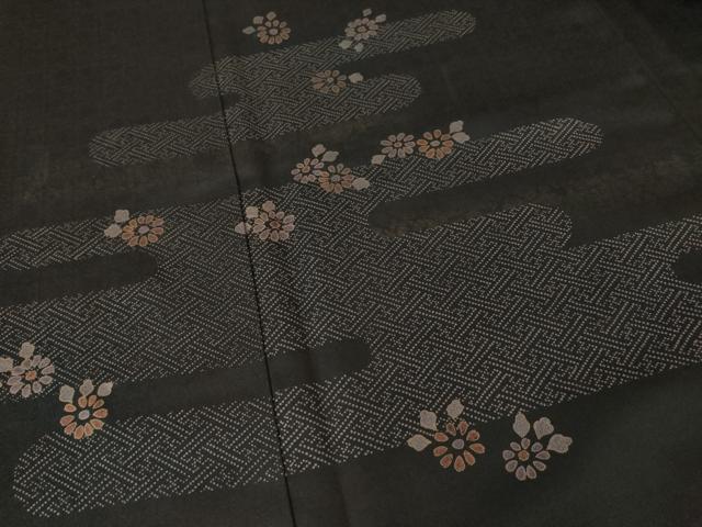 平和屋着物●洗える最高級着物 <英>はなぶさ謹製 訪問着 エ霞花文 黒地 金彩 AABG5859ck