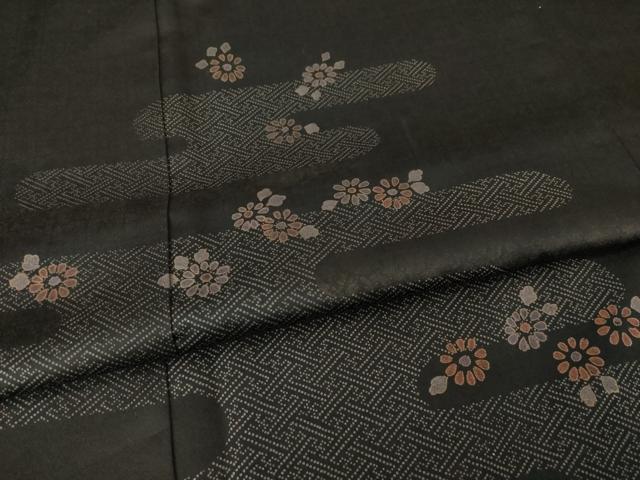 平和屋着物●洗える最高級着物 <英>はなぶさ謹製 訪問着 エ霞花文 黒地 金彩 AABG5859ck