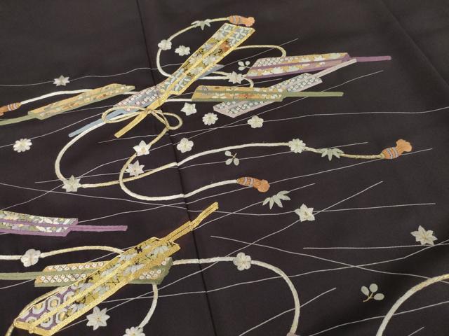 平和屋着物●訪問着 駒刺繍 扇面花文 正絹 逸品 未使用 AABG5869ck