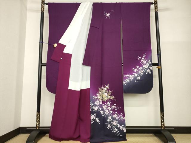 平和屋着物●豪華振袖 花車文 暈し染め 金彩 鈴乃屋扱い 正絹 逸品 AABG5873ck