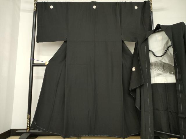 平和屋着物●男性 黒紋付・羽織セット 正絹 逸品 AABG5879ck