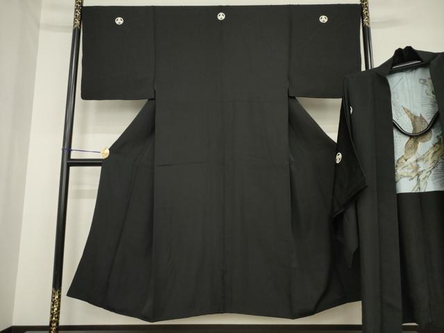 平和屋着物●男性 黒紋付・羽織セット 正絹 逸品 AABG5880ck