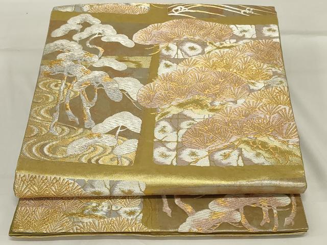 平和屋着物◎六通柄袋帯 唐織 琳派松図 金銀糸 正絹 逸品 AABG5881ou