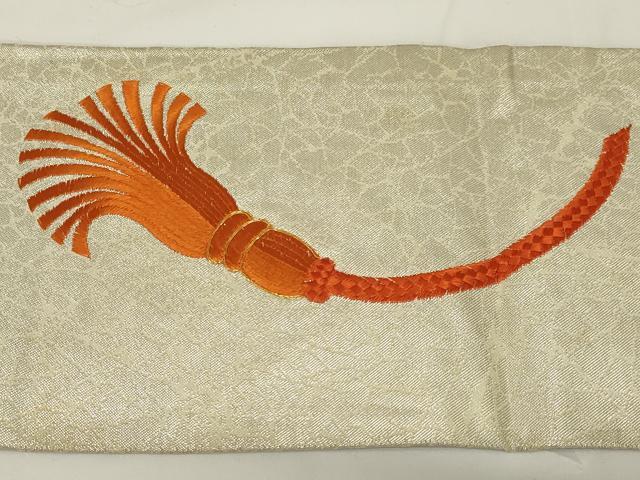 平和屋着物◎九寸名古屋帯 駒刺繍 花鼓文 正絹 逸品 AABG5903ou