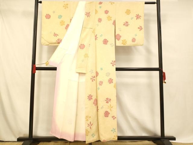 平和屋着物■上質な小紋 更紗花文 正絹 逸品 AABG5928fw