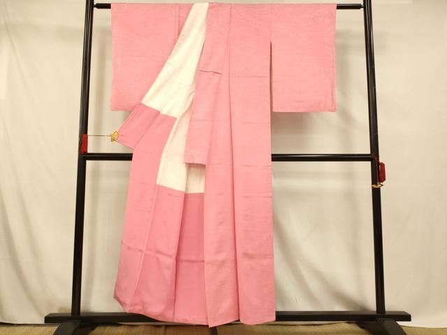 平和屋着物■上質な色無地 流水草花地紋 紅梅色 正絹 逸品 AABG5934fw