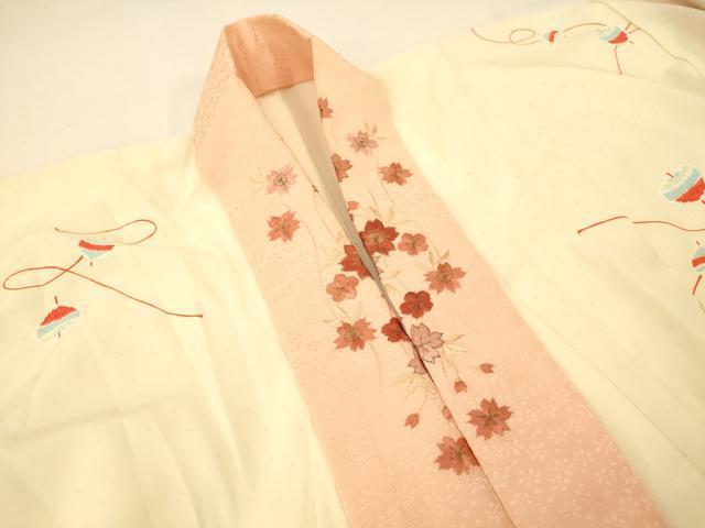 平和屋着物■長襦袢 無双仕立て 独楽文 半衿刺繍 正絹 逸品 AABG5950fw