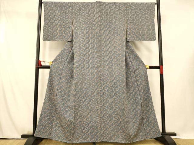 平和屋着物■上質な小紋 更紗花文 正絹 逸品 AABG5966fw