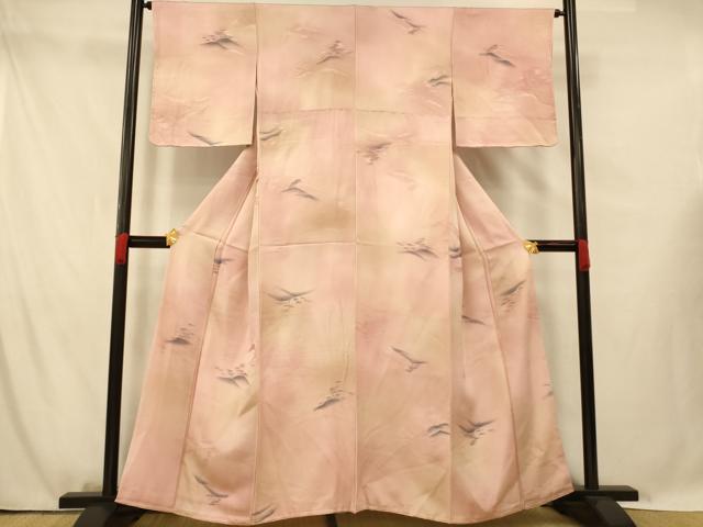 平和屋着物■上質な小紋 地紋起こし 風景霞文 暈し染め 正絹 逸品 未使用 AABG5972fw