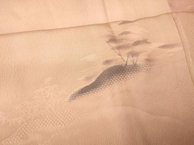 平和屋着物■上質な小紋 地紋起こし 風景霞文 暈し染め 正絹 逸品 未使用 AABG5972fw