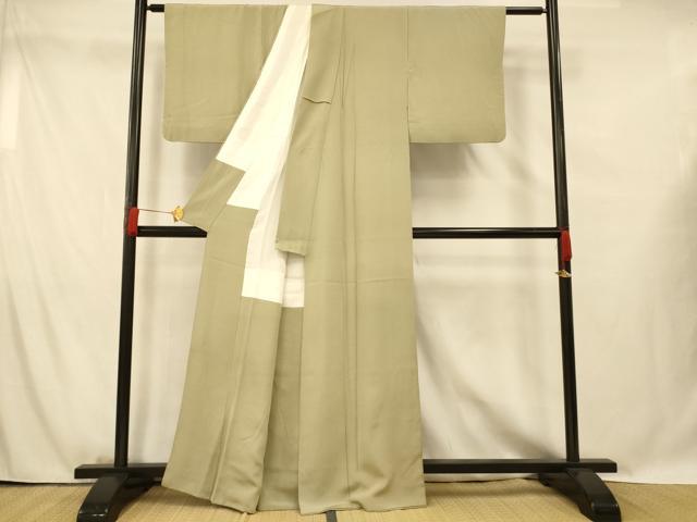 平和屋着物■上質な色無地 抹茶色 正絹 逸品 AABG5973fw