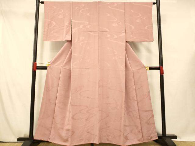 平和屋着物■上質な色無地 光琳水地紋 退紅色 正絹 逸品 AABG5980fw