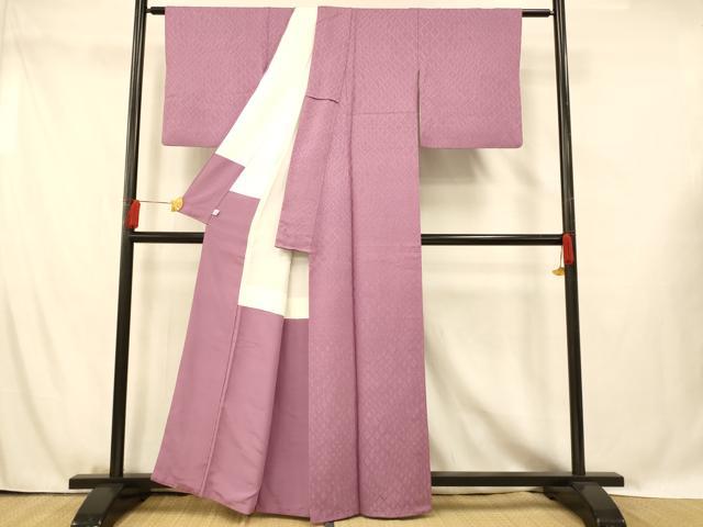 平和屋着物■上質な小紋 花菱地紋 菖蒲色 やまと誂製 正絹 逸品 AABG5982fw