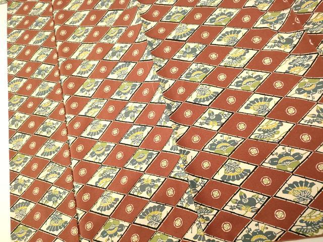 平和屋着物■上質な小紋 型染め 梅松菱文 正絹 逸品 AABG5992fw