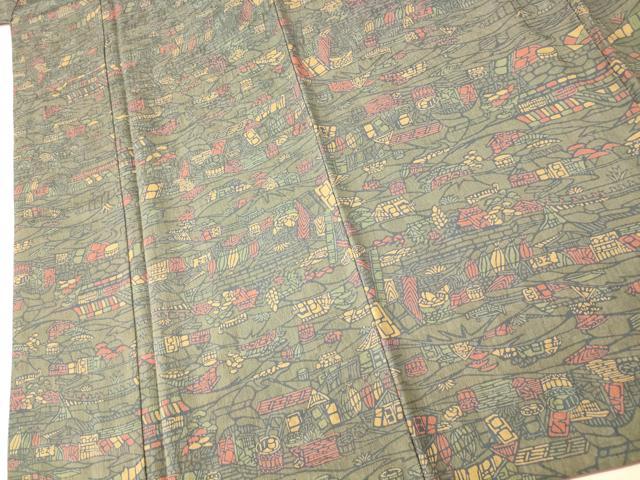 平和屋着物■上質な小紋 風景文 正絹 逸品 AABG6006fw