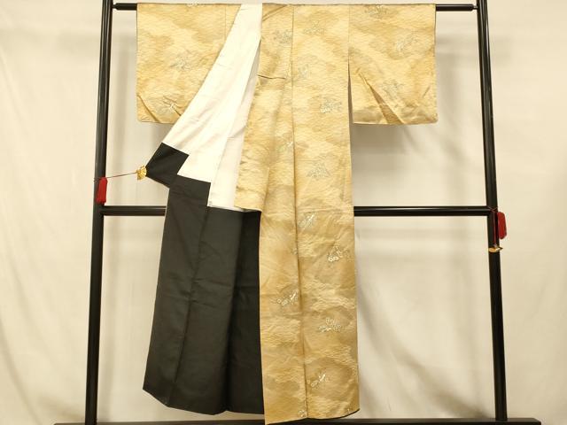 平和屋着物■上質な小紋 枝花扇子文 暈し染め 正絹 逸品 AABG6010fw