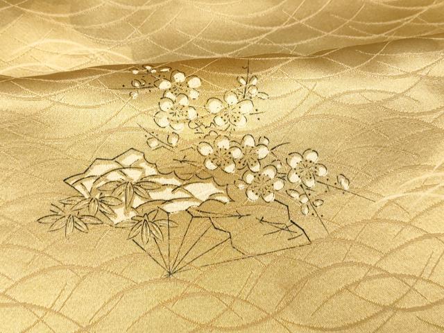 平和屋着物■上質な小紋 枝花扇子文 暈し染め 正絹 逸品 AABG6010fw