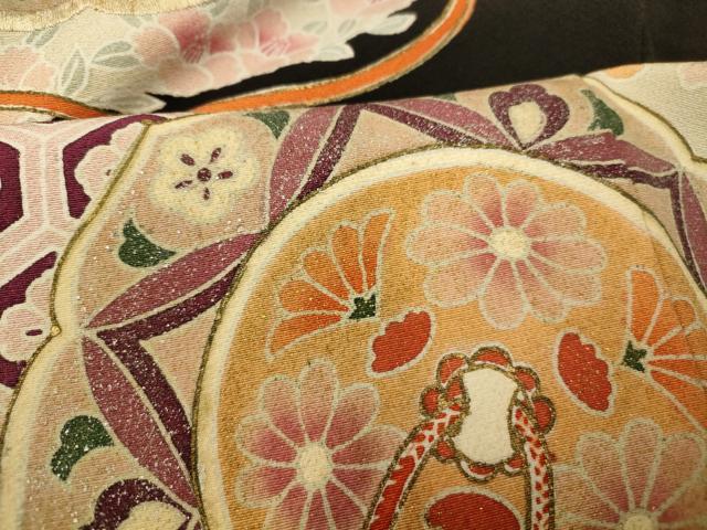 平和屋着物■豪華黒留袖 駒刺繍 花鳥絵皿文 金銀彩 正絹 逸品 AABG6036fw