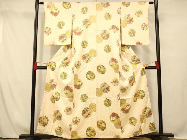 平和屋着物■上質な小紋 草花丸文 正絹 逸品 AABG6057fw