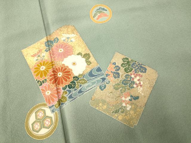 平和屋着物■訪問着 色紙松竹梅文様 金銀彩 正絹 逸品 AABG6071fw