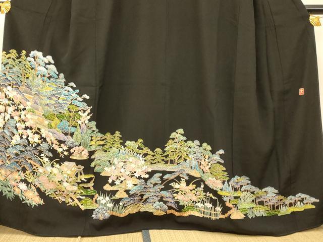 平和屋着物■豪華黒留袖 作家物 風景文 正絹 逸品 AABG6077fw