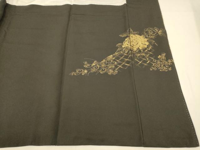 平和屋着物■豪華黒留袖 寿光織 雲取り枝花文 金銀糸 正絹 逸品 AABG6078fw