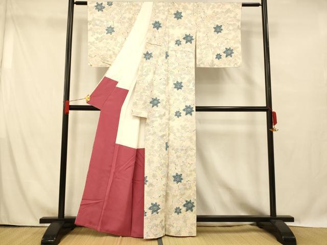 平和屋着物■上質な小紋 楓文 正絹 逸品 未使用 AABG6082fw