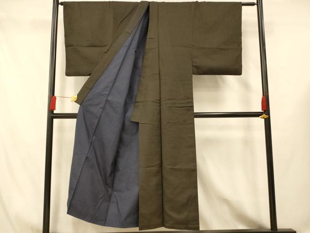 平和屋着物■男性 紬 霞地紋 涅色 正絹 逸品 AABG6097fw