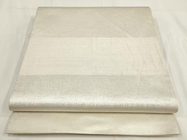 平和屋着物◎六通柄袋帯 横段文 銀糸 正絹 逸品 AABG6137wj