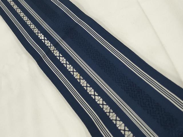平和屋着物◎男性 本場筑前博多織 角帯 献上 紺青色 正絹 逸品 AABG6267wj