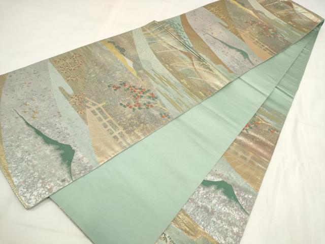 平和屋着物◎六通柄袋帯 日本の情景 富嶽百景 金銀糸 引箔 正絹 逸品 AABG6308wj