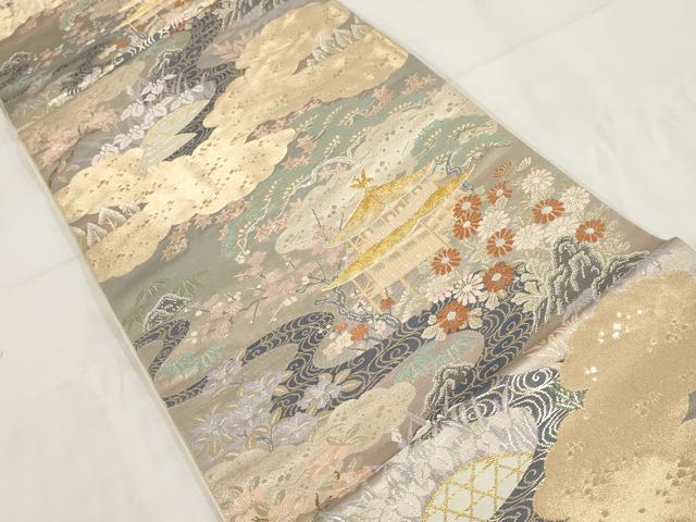平和屋着物◎六通柄袋帯 桃山絵巻 金銀糸 正絹 逸品 AABG6337wj