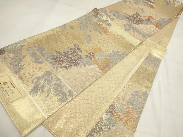 平和屋着物◎都つづれ 六通柄袋帯 流水風景文 金糸 正絹 逸品 AABG6341wj
