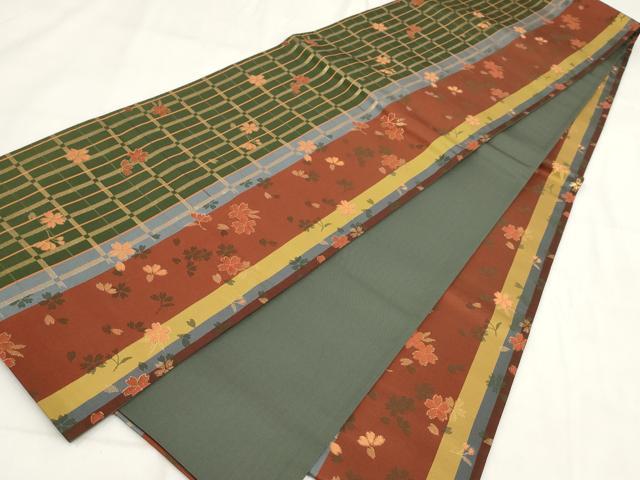 平和屋着物◎全通柄袋帯 花籬間道 金糸 正絹 逸品 AABG6353wj