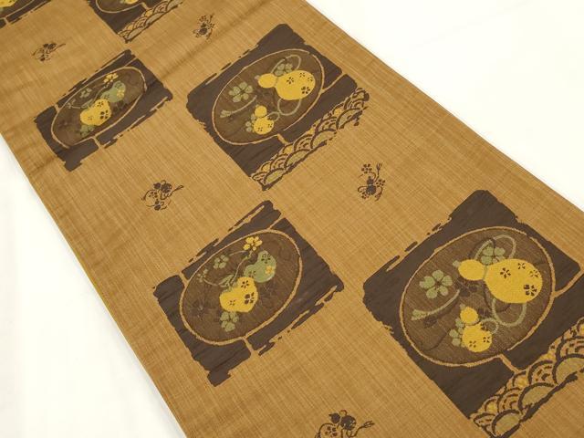 平和屋着物◎西陣 六通柄袋帯 彩華帯 成り物 瓢箪 正絹 逸品 AABG6374wj