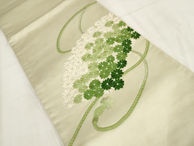平和屋着物◎太鼓柄袋帯 刺繍 花尽くし 銀糸 正絹 逸品 AABG6384wj
