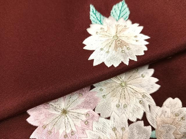 平和屋着物●女性 行灯袴 刺繍 舞桜文 洗える着物 未使用 AABG6481ph