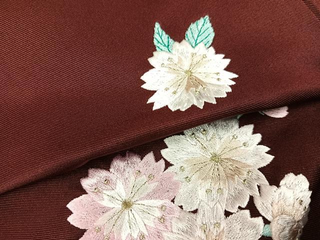 平和屋着物●女性 行灯袴 刺繍 舞桜文 洗える着物 未使用 AABG6482ph